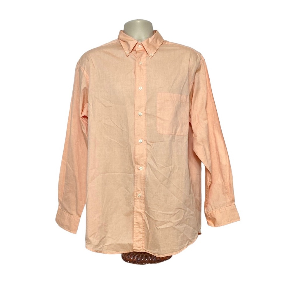 Peach Long Sleeve Button-Down Business Casual Shirt L